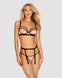 Set de lenjerie intima Nudelia – compleu provocator cu sutien, chiloți și portjartier S/M, nude/negru